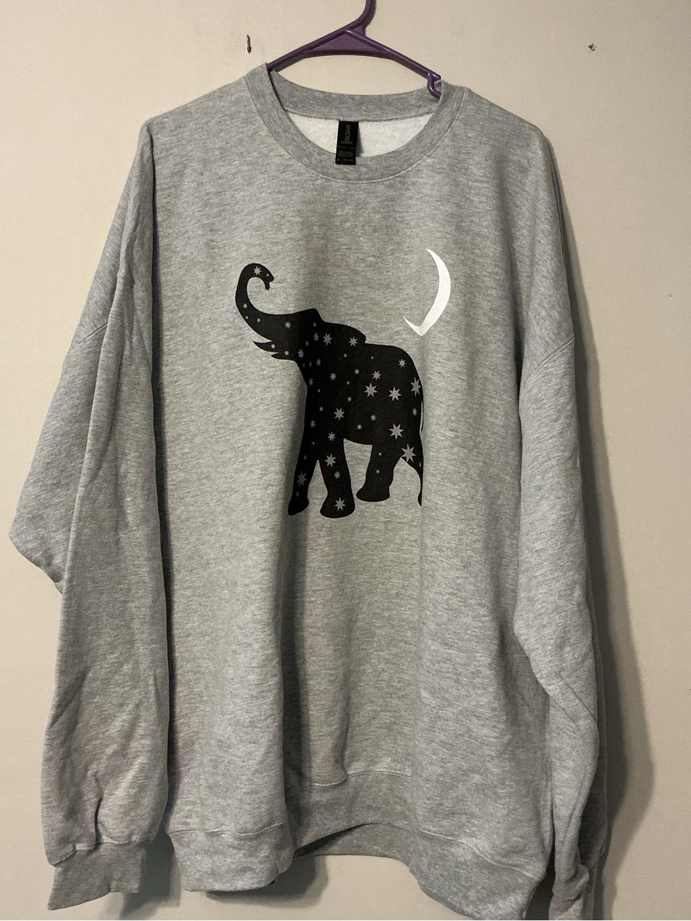 Gildan Grey Sweatshirt with Black Elephant & White Crescent